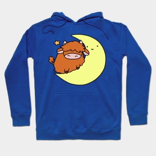 Highland Cow Crescent Moon Hoodie